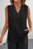 Satin V-neck Solid Color Sleeveless Vest