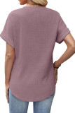 Waffle Round Neck Short Sleeved T-shirt
