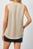 Satin V-neck Solid Color Sleeveless Vest