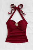 Strap Sleeveless Solid Color Halter Vest