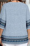 Large Size Striped V-neck Short Sleeved T-shirt