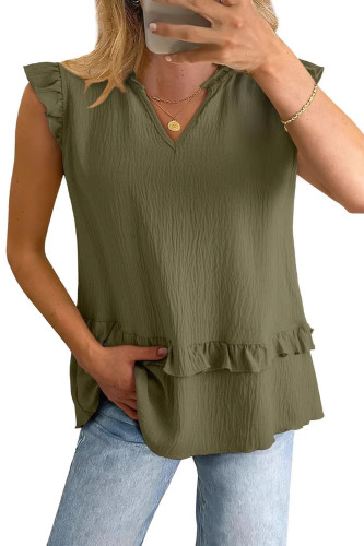 V-neck Ruffled Loose Sleeveless Vest