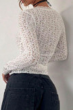 U-neck Long Sleeved Lace Slim Fit T-shirt