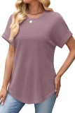 Waffle Round Neck Short Sleeved T-shirt