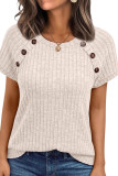 Solid Color Round Neck Short Sleeved Knitted Shirt