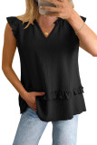 V-neck Ruffled Loose Sleeveless Vest