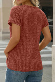 Solid Color Round Neck Short Sleeved Knitted Shirt