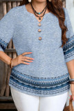 Large Size Striped V-neck Short Sleeved T-shirt