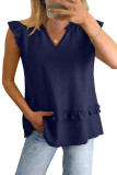 V-neck Ruffled Loose Sleeveless Vest