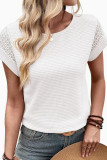 Waffle Knitted Lace Hollow Short Sleeve T-shirt
