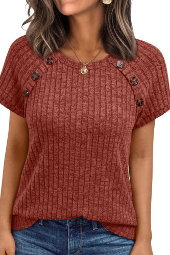 Solid Color Round Neck Short Sleeved Knitted Shirt