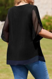 Large Size Floral Print Round Neck Chiffon Shirt