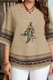 Large Size Striped V-neck Short Sleeved T-shirt