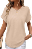 Waffle Round Neck Short Sleeved T-shirt