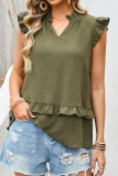 V-neck Ruffled Loose Sleeveless Vest