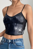 Sequined Slim Fit Sleeveless Camisole Vest