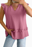 V-neck Ruffled Loose Sleeveless Vest