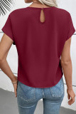 Bow Hem Short Sleeved Shirt Round Neck T-shirt
