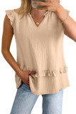 V-neck Ruffled Loose Sleeveless Vest