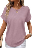 Waffle Round Neck Short Sleeved T-shirt