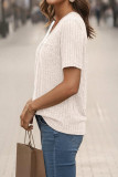 Casual Pleated Short Sleeved V-neck T-shirt