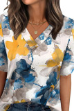 V-neck Short Sleeved Solid Color T-shirt
