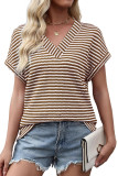 V-neck Pineapple Grid Short Sleeved T-shirt