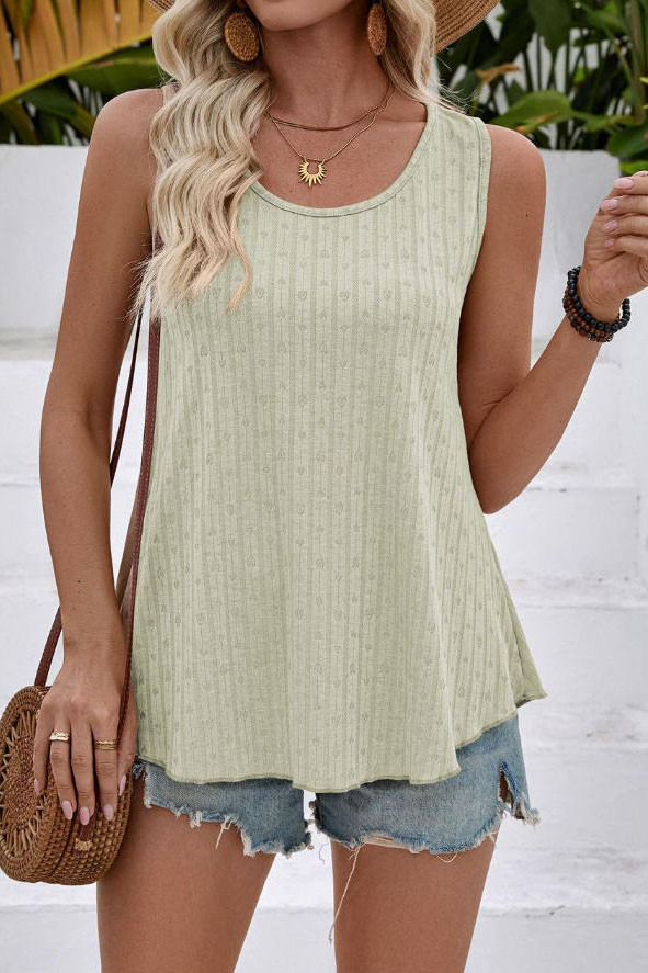  Solid Color Round Neck Loose Sleeveless Vest