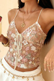 Sequined Lace Camisole Backless Strap Vest