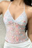 Sequined Lace Camisole Backless Strap Vest