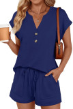 V-neck Short Sleeved Shorts Two-piece Set