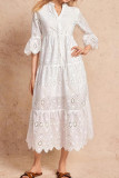V-neck Hollow Seven Quarter Sleeve Dress