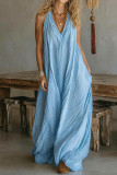 V-neck Sleeveless Loose Pocket Jumpsuit