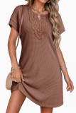 Poluoge Lace V-neck Short Sleeved Dress