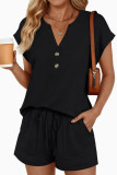 V-neck Short Sleeved Shorts Two-piece Set