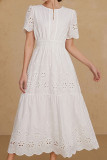 Hollow Embroidery Short Sleeved Dress