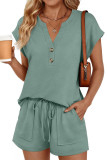 V-neck Short Sleeved Shorts Two-piece Set