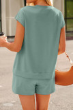 V-neck Short Sleeved Shorts Two-piece Set
