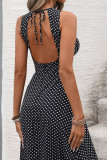 Polka Dot Printed Backless Sleeveless Dress