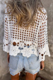 Horn Sleeve Hollow Knitted Cover Shirt