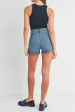 Pocket Elastic Waist Denim Shorts