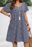 Floral Printed Short Sleeved Round Neck Dress