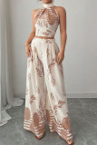 Hanging Neck Vest Wide Leg Pants Two-piece Set