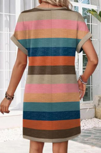 V-neck Printed Short Sleeved Beach Dress