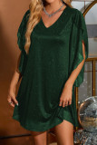 V-neck Five Quarter Sleeve Hot Stamping Dress