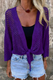 Hollow Out Long Sleeved Knitted Cardigan Jacket