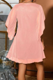 V-neck Five Quarter Sleeve Hot Stamping Dress