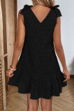 V-neck Bow Shoulder Strap Jacquard Dress