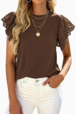 Solid Color Flared Sleeve Round Neck Shirt