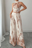 Hanging Neck Vest Wide Leg Pants Two-piece Set
